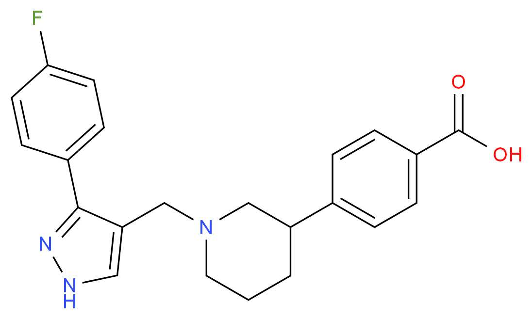 4-(1-{[3-(4-fluorophenyl)-1H-pyrazol-4-yl]methyl}piperidin-3-yl)benzoic acid_Molecular_structure_CAS_)