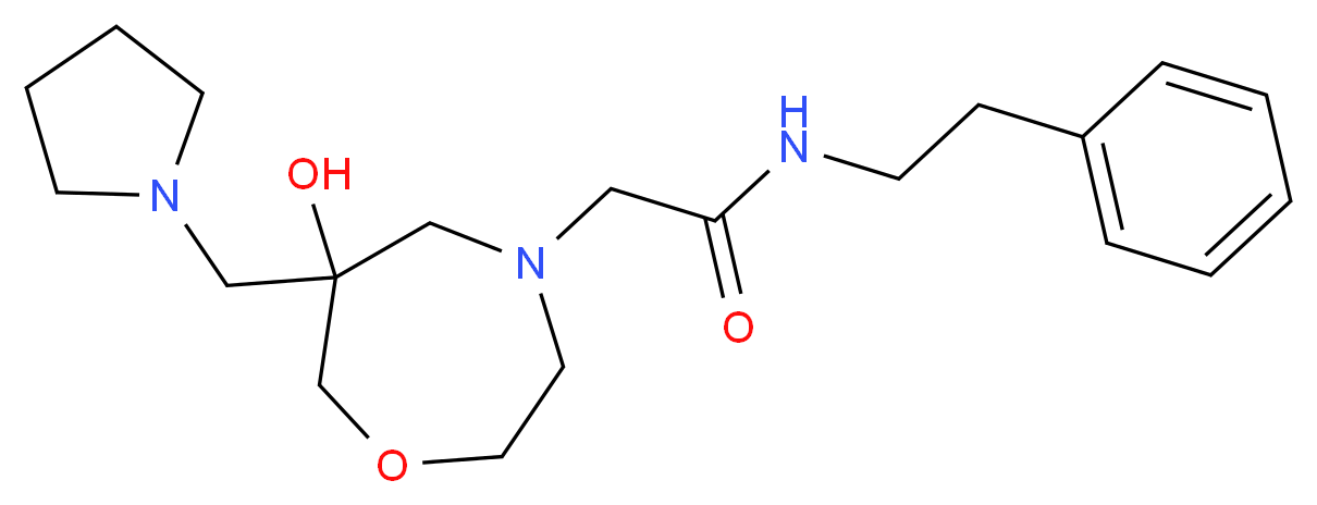 2-[6-hydroxy-6-(pyrrolidin-1-ylmethyl)-1,4-oxazepan-4-yl]-N-(2-phenylethyl)acetamide_Molecular_structure_CAS_)