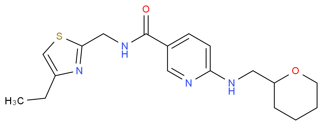 N-[(4-ethyl-1,3-thiazol-2-yl)methyl]-6-[(tetrahydro-2H-pyran-2-ylmethyl)amino]nicotinamide_Molecular_structure_CAS_)