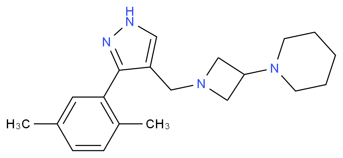 1-(1-{[3-(2,5-dimethylphenyl)-1H-pyrazol-4-yl]methyl}azetidin-3-yl)piperidine_Molecular_structure_CAS_)
