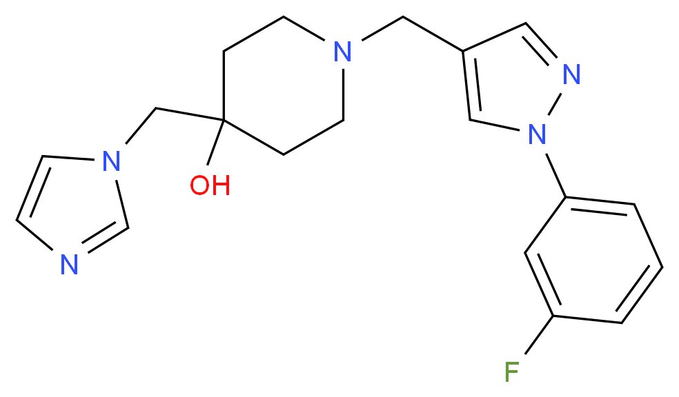 1-{[1-(3-fluorophenyl)-1H-pyrazol-4-yl]methyl}-4-(1H-imidazol-1-ylmethyl)piperidin-4-ol_Molecular_structure_CAS_)