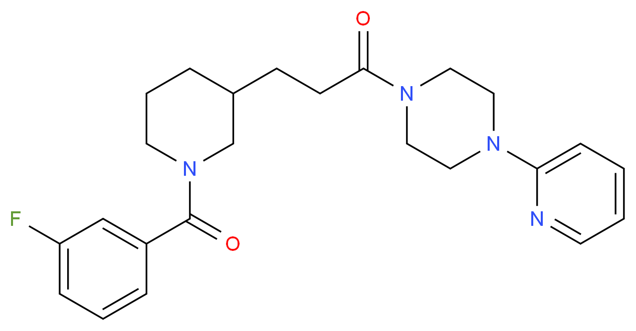 1-{3-[1-(3-fluorobenzoyl)-3-piperidinyl]propanoyl}-4-(2-pyridinyl)piperazine_Molecular_structure_CAS_)