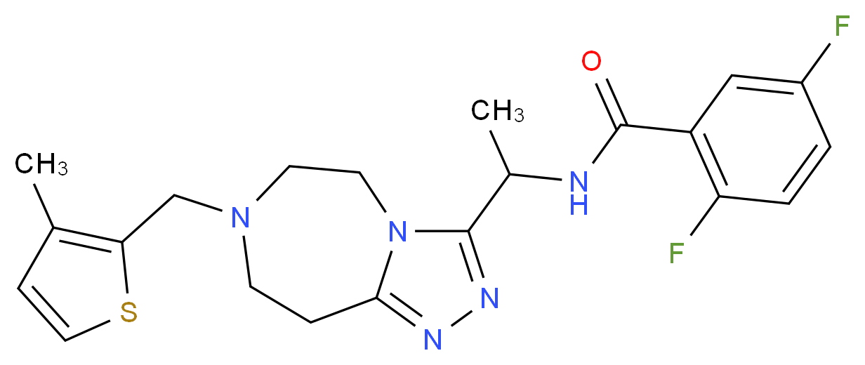 2,5-difluoro-N-(1-{7-[(3-methyl-2-thienyl)methyl]-6,7,8,9-tetrahydro-5H-[1,2,4]triazolo[4,3-d][1,4]diazepin-3-yl}ethyl)benzamide_Molecular_structure_CAS_)