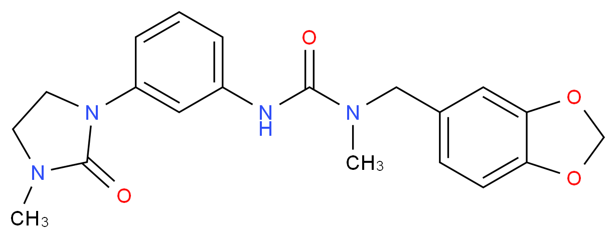 N-(1,3-benzodioxol-5-ylmethyl)-N-methyl-N'-[3-(3-methyl-2-oxoimidazolidin-1-yl)phenyl]urea_Molecular_structure_CAS_)