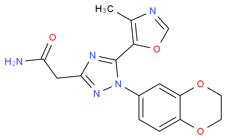 2-[1-(2,3-dihydro-1,4-benzodioxin-6-yl)-5-(4-methyl-1,3-oxazol-5-yl)-1H-1,2,4-triazol-3-yl]acetamide_Molecular_structure_CAS_)