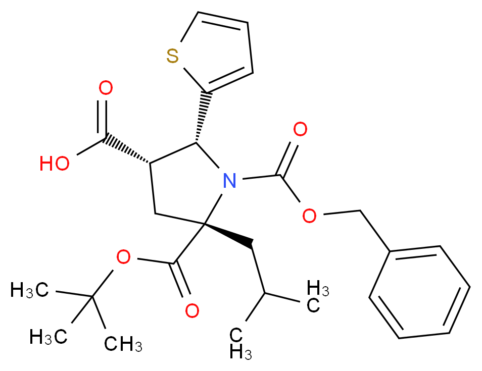 1,2,4-pyrrolidinetricarboxylic acid, 2-(2-methylpropyl)-5-(2-thienyl)-, 2-(1,1-dimethylethyl) 1-(phenylmethyl) ester, (2S,4S,5R)-_Molecular_structure_CAS_)