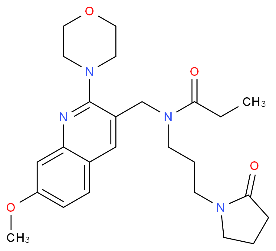 N-{[7-methoxy-2-(4-morpholinyl)-3-quinolinyl]methyl}-N-[3-(2-oxo-1-pyrrolidinyl)propyl]propanamide_Molecular_structure_CAS_)