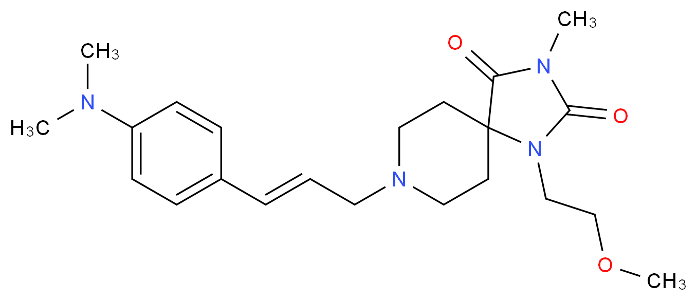 8-{(2E)-3-[4-(dimethylamino)phenyl]-2-propen-1-yl}-1-(2-methoxyethyl)-3-methyl-1,3,8-triazaspiro[4.5]decane-2,4-dione_Molecular_structure_CAS_)