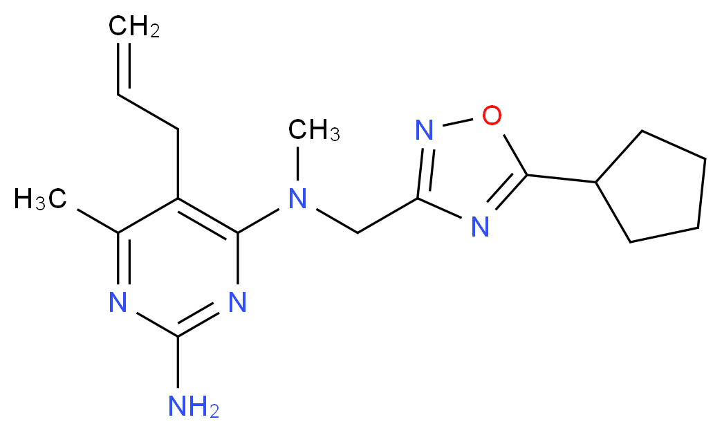 5-allyl-N~4~-[(5-cyclopentyl-1,2,4-oxadiazol-3-yl)methyl]-N~4~,6-dimethylpyrimidine-2,4-diamine_Molecular_structure_CAS_)
