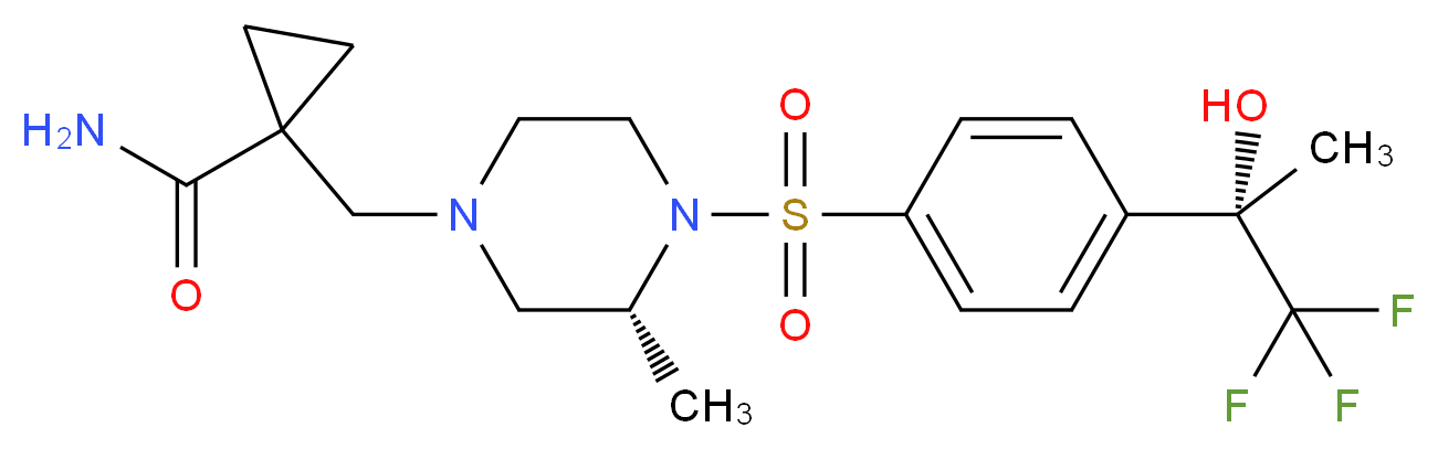 1-{[(3R)-3-methyl-4-({4-[(1S)-2,2,2-trifluoro-1-hydroxy-1-methylethyl]phenyl}sulfonyl)piperazin-1-yl]methyl}cyclopropanecarboxamide_Molecular_structure_CAS_)