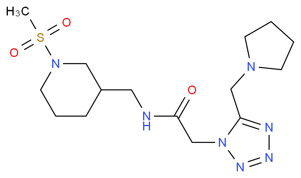 N-{[1-(methylsulfonyl)piperidin-3-yl]methyl}-2-[5-(pyrrolidin-1-ylmethyl)-1H-tetrazol-1-yl]acetamide_Molecular_structure_CAS_)