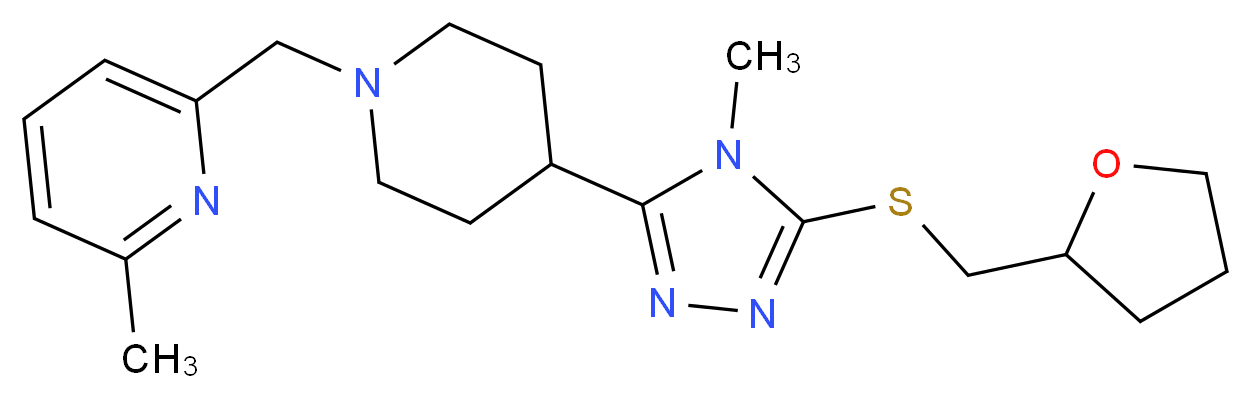 2-methyl-6-[(4-{4-methyl-5-[(tetrahydro-2-furanylmethyl)thio]-4H-1,2,4-triazol-3-yl}-1-piperidinyl)methyl]pyridine_Molecular_structure_CAS_)