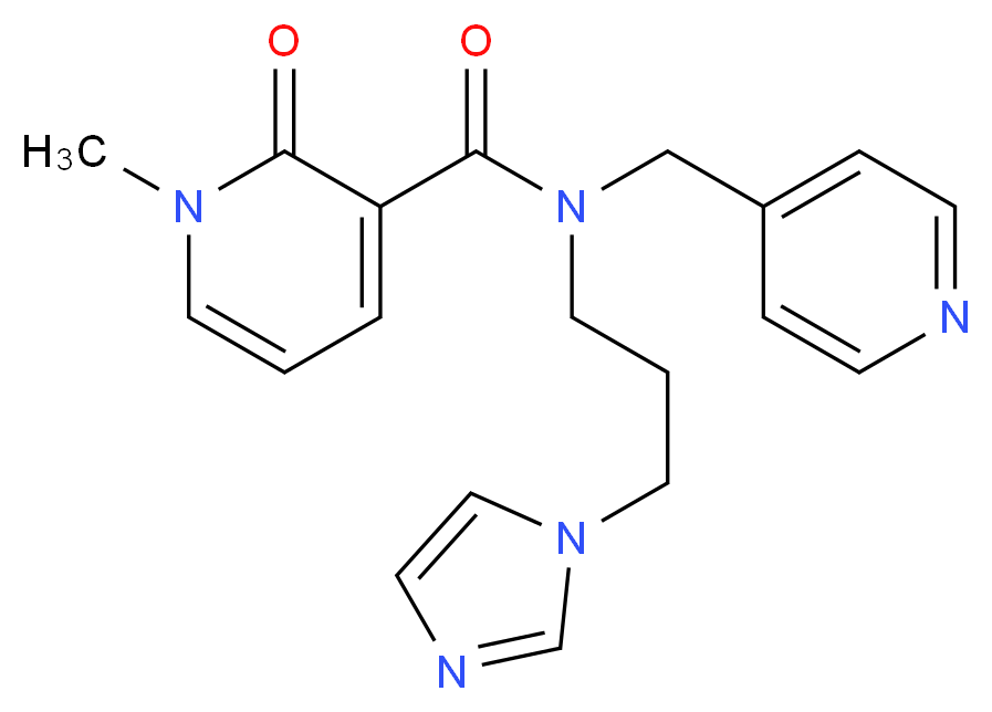 N-[3-(1H-imidazol-1-yl)propyl]-1-methyl-2-oxo-N-(pyridin-4-ylmethyl)-1,2-dihydropyridine-3-carboxamide_Molecular_structure_CAS_)