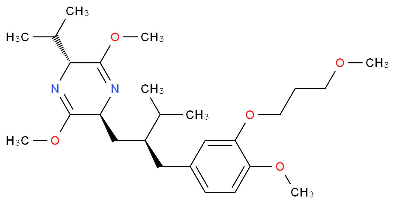 (2S,5R)-2,5-Dihydro-3,6-dimethoxy-2-[(2S)-2-[[4-methoxy-3-(3-methoxypropoxy)phenyl]methyl]-3-methylbutyl]-5-(1-methylethyl)pyrazine_Molecular_structure_CAS_656241-17-7)