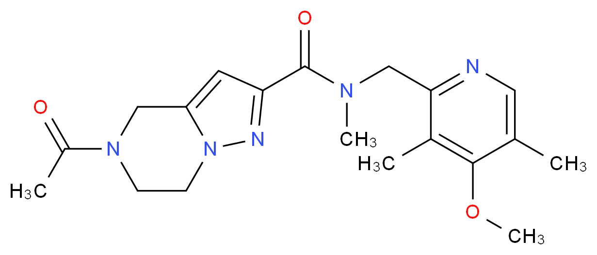 5-acetyl-N-[(4-methoxy-3,5-dimethylpyridin-2-yl)methyl]-N-methyl-4,5,6,7-tetrahydropyrazolo[1,5-a]pyrazine-2-carboxamide_Molecular_structure_CAS_)