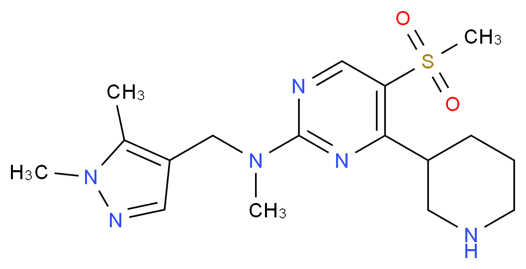 N-[(1,5-dimethyl-1H-pyrazol-4-yl)methyl]-N-methyl-5-(methylsulfonyl)-4-piperidin-3-ylpyrimidin-2-amine_Molecular_structure_CAS_)
