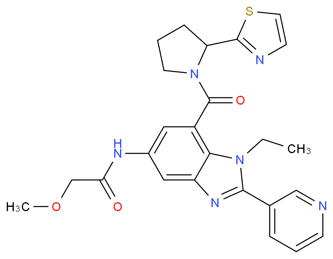 N-(1-ethyl-2-(3-pyridinyl)-7-{[2-(1,3-thiazol-2-yl)-1-pyrrolidinyl]carbonyl}-1H-benzimidazol-5-yl)-2-methoxyacetamide_Molecular_structure_CAS_)