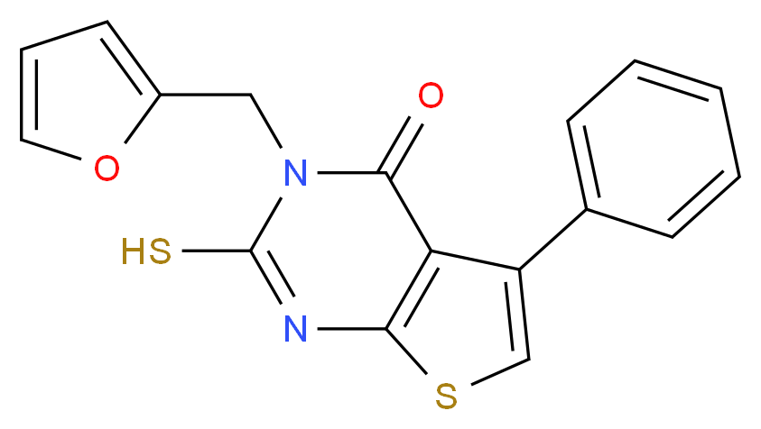 3-(2-furylmethyl)-2-mercapto-5-phenylthieno[2,3-d]pyrimidin-4(3H)-one_Molecular_structure_CAS_)