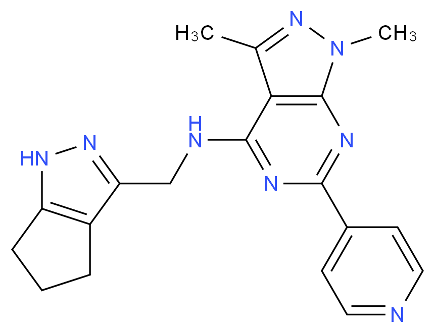 1,3-dimethyl-6-(4-pyridinyl)-N-(1,4,5,6-tetrahydrocyclopenta[c]pyrazol-3-ylmethyl)-1H-pyrazolo[3,4-d]pyrimidin-4-amine_Molecular_structure_CAS_)