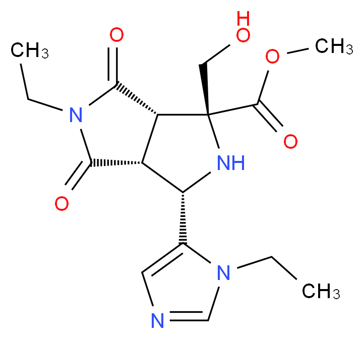 methyl (1S*,3S*,3aR*,6aS*)-5-ethyl-3-(1-ethyl-1H-imidazol-5-yl)-1-(hydroxymethyl)-4,6-dioxooctahydropyrrolo[3,4-c]pyrrole-1-carboxylate_Molecular_structure_CAS_)