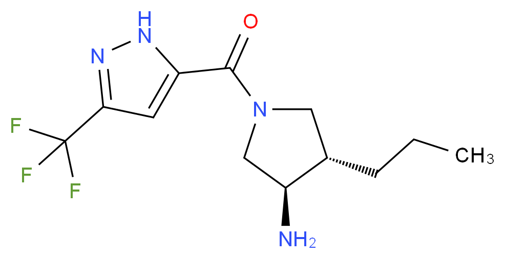 (3R*,4S*)-4-propyl-1-{[3-(trifluoromethyl)-1H-pyrazol-5-yl]carbonyl}-3-pyrrolidinamine_Molecular_structure_CAS_)