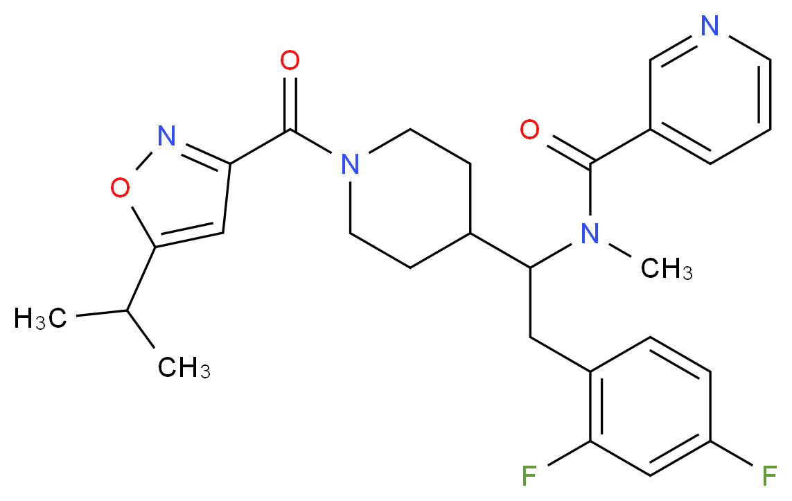 N-(2-(2,4-difluorophenyl)-1-{1-[(5-isopropyl-3-isoxazolyl)carbonyl]-4-piperidinyl}ethyl)-N-methylnicotinamide_Molecular_structure_CAS_)