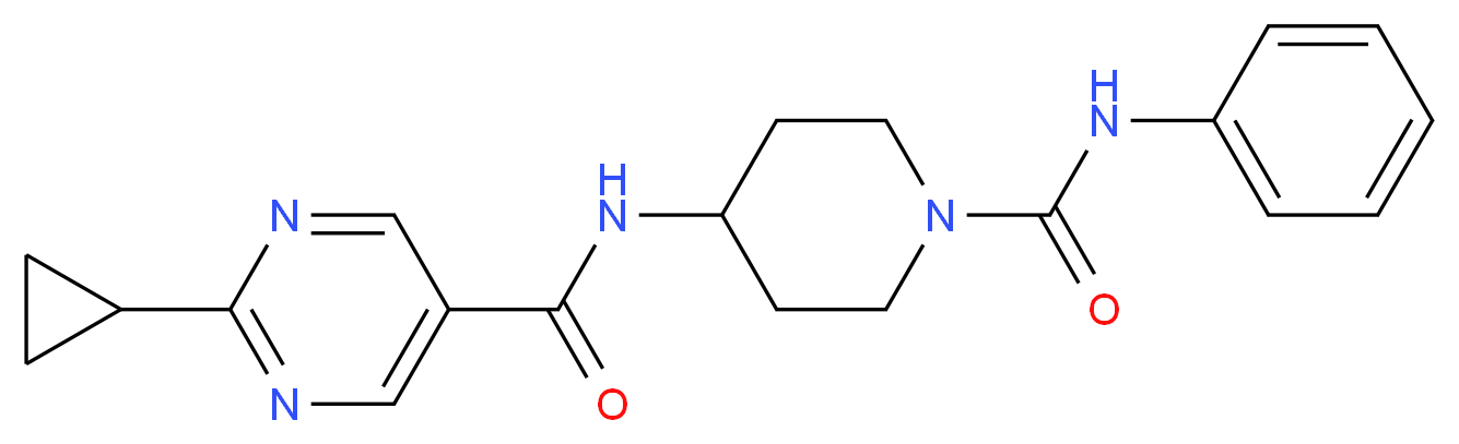 N-[1-(anilinocarbonyl)piperidin-4-yl]-2-cyclopropylpyrimidine-5-carboxamide_Molecular_structure_CAS_)