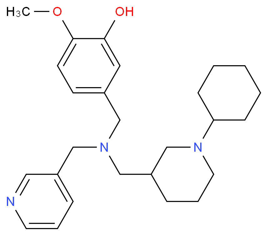 5-{[[(1-cyclohexyl-3-piperidinyl)methyl](3-pyridinylmethyl)amino]methyl}-2-methoxyphenol_Molecular_structure_CAS_)
