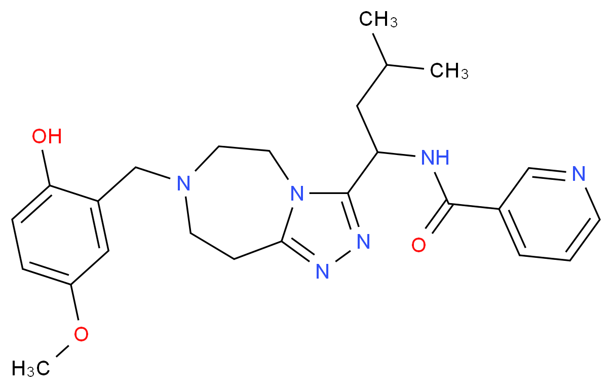 N-{1-[7-(2-hydroxy-5-methoxybenzyl)-6,7,8,9-tetrahydro-5H-[1,2,4]triazolo[4,3-d][1,4]diazepin-3-yl]-3-methylbutyl}nicotinamide_Molecular_structure_CAS_)