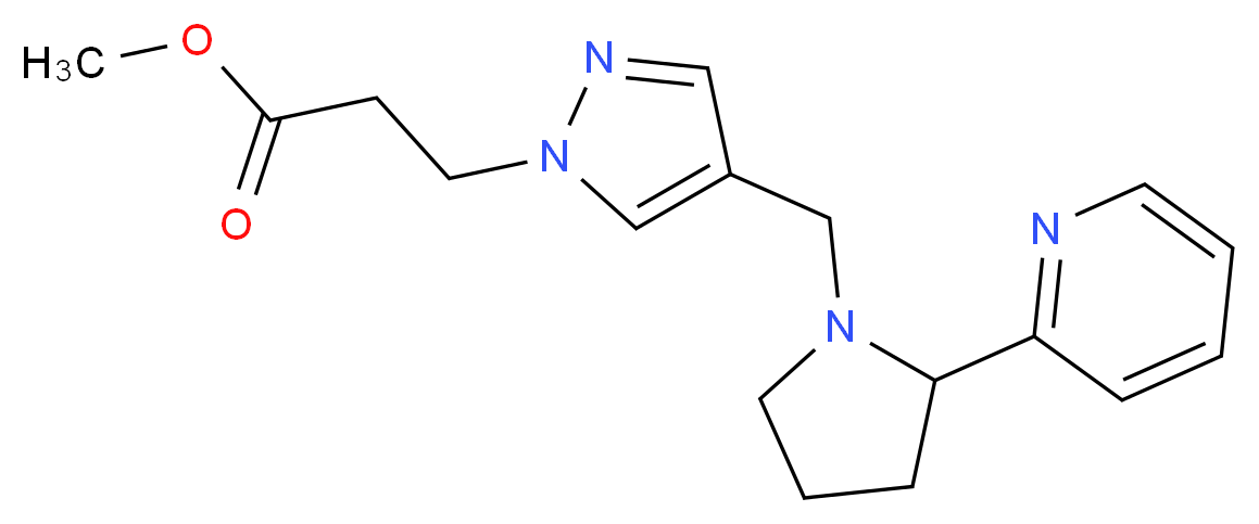 methyl 3-(4-{[2-(2-pyridinyl)-1-pyrrolidinyl]methyl}-1H-pyrazol-1-yl)propanoate_Molecular_structure_CAS_)