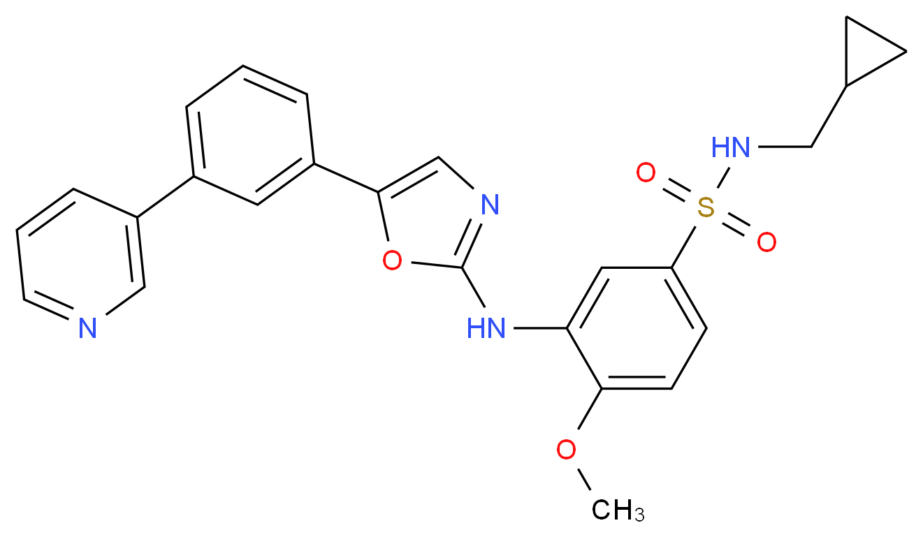 N-(CYCLOPROPYLMETHYL)-4-(METHYLOXY)-3-({5-[3-(3-PYRIDINYL)PHENYL]-1,3-OXAZOL-2-YL}AMINO)BENZENESULFONAMIDE_Molecular_structure_CAS_)