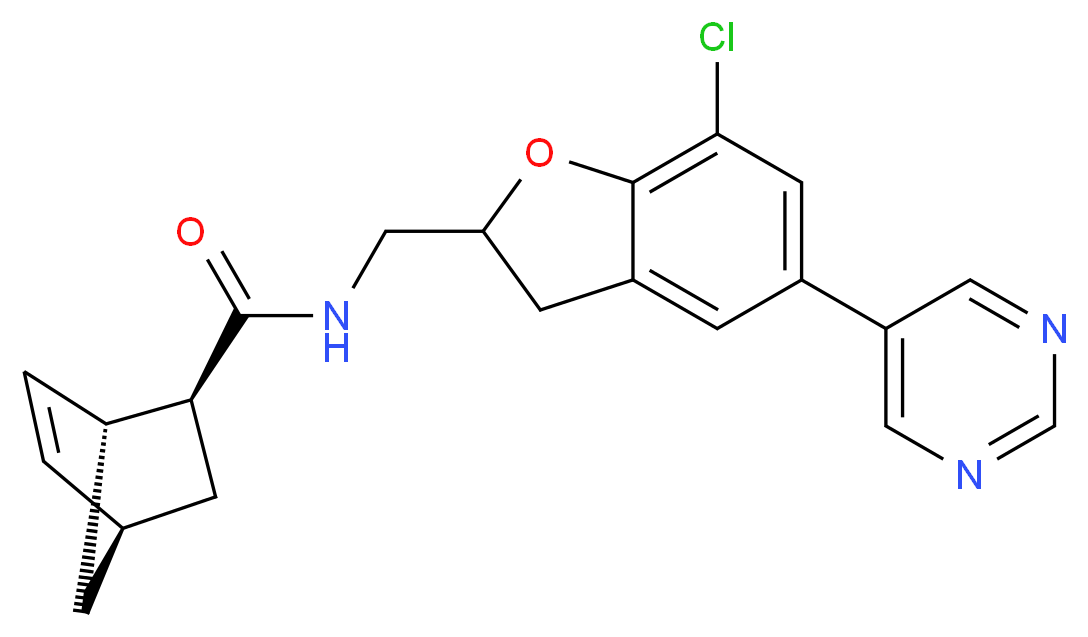 (1R*,2S*,4R*)-N-{[7-chloro-5-(5-pyrimidinyl)-2,3-dihydro-1-benzofuran-2-yl]methyl}bicyclo[2.2.1]hept-5-ene-2-carboxamide_Molecular_structure_CAS_)