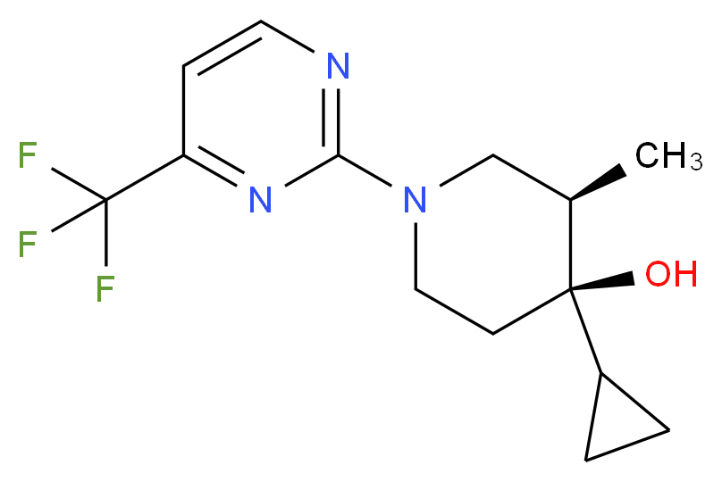 (3R*,4R*)-4-cyclopropyl-3-methyl-1-[4-(trifluoromethyl)pyrimidin-2-yl]piperidin-4-ol_Molecular_structure_CAS_)