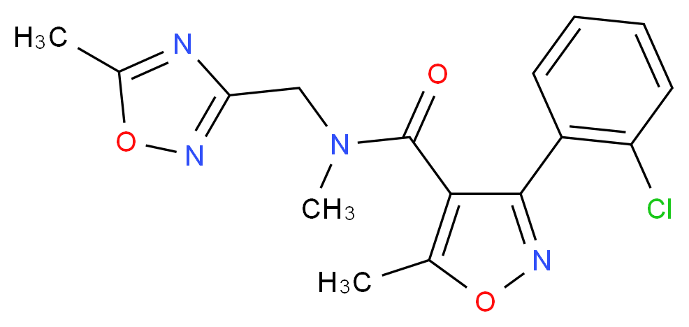 3-(2-chlorophenyl)-N,5-dimethyl-N-[(5-methyl-1,2,4-oxadiazol-3-yl)methyl]isoxazole-4-carboxamide_Molecular_structure_CAS_)