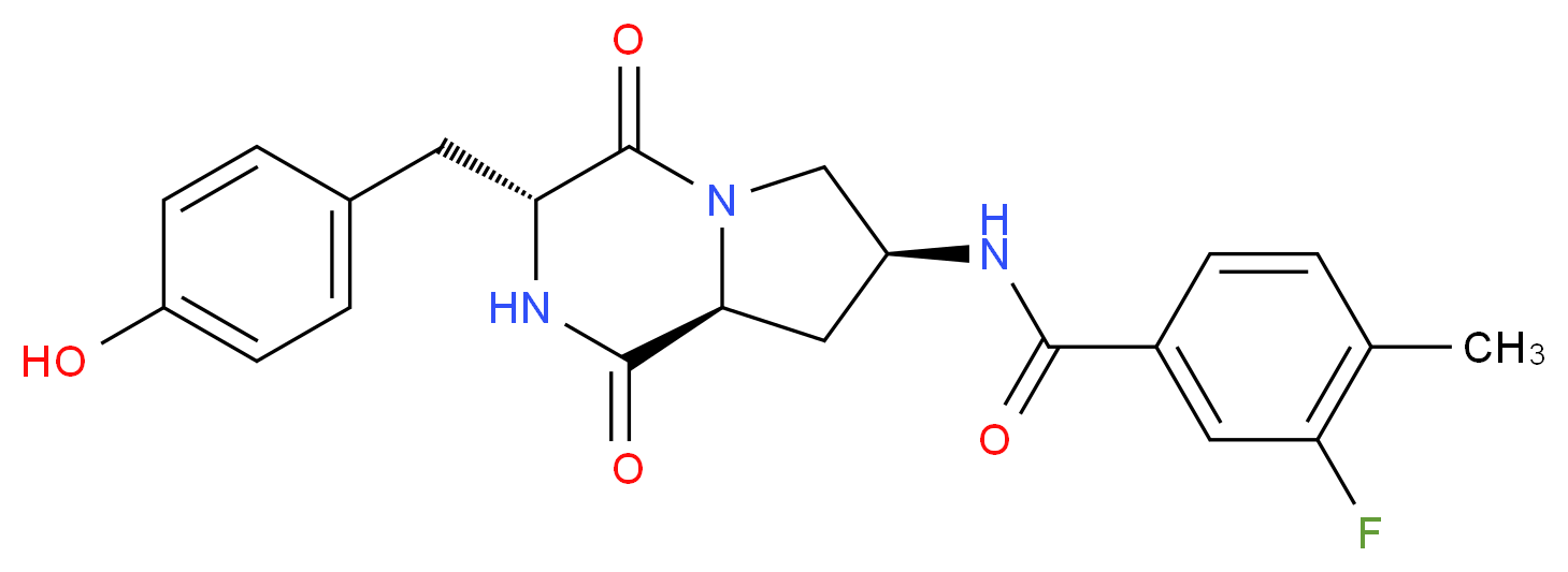 3-fluoro-N-[(3R,7S,8aS)-3-(4-hydroxybenzyl)-1,4-dioxooctahydropyrrolo[1,2-a]pyrazin-7-yl]-4-methylbenzamide_Molecular_structure_CAS_)