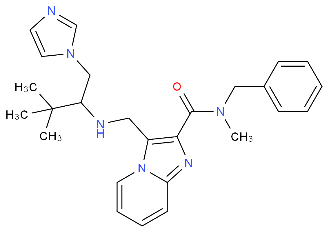 N-benzyl-3-({[1-(1H-imidazol-1-ylmethyl)-2,2-dimethylpropyl]amino}methyl)-N-methylimidazo[1,2-a]pyridine-2-carboxamide_Molecular_structure_CAS_)