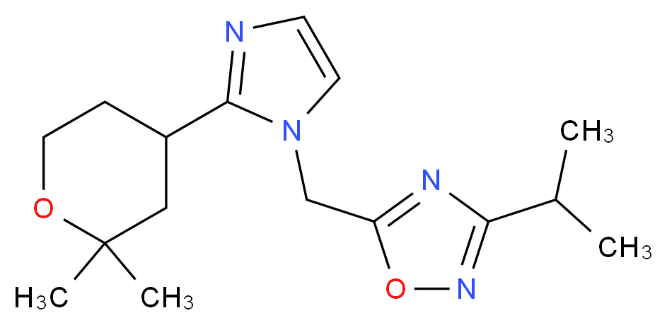 5-{[2-(2,2-dimethyltetrahydro-2H-pyran-4-yl)-1H-imidazol-1-yl]methyl}-3-isopropyl-1,2,4-oxadiazole_Molecular_structure_CAS_)