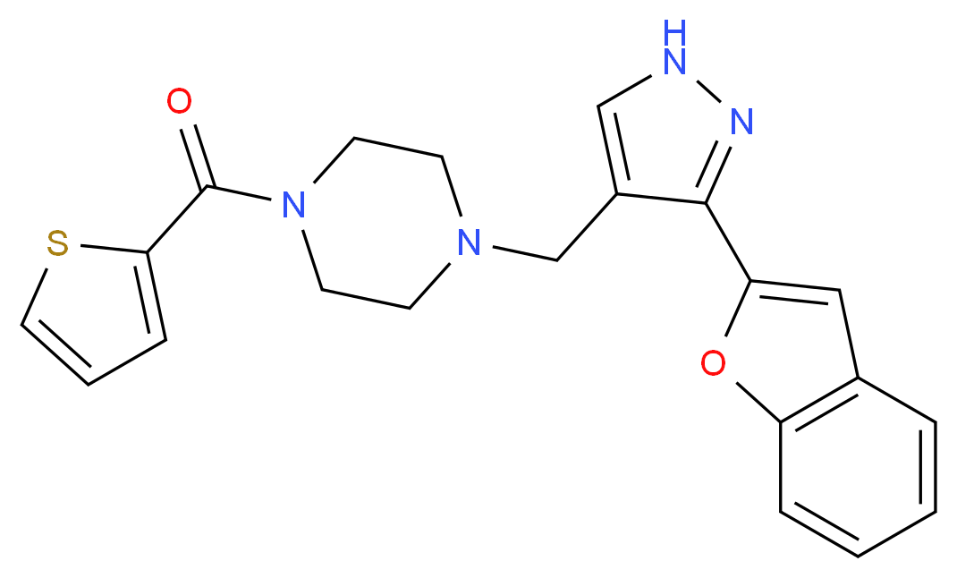 1-{[3-(1-benzofuran-2-yl)-1H-pyrazol-4-yl]methyl}-4-(2-thienylcarbonyl)piperazine_Molecular_structure_CAS_)