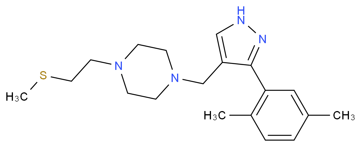 1-{[3-(2,5-dimethylphenyl)-1H-pyrazol-4-yl]methyl}-4-[2-(methylthio)ethyl]piperazine_Molecular_structure_CAS_)