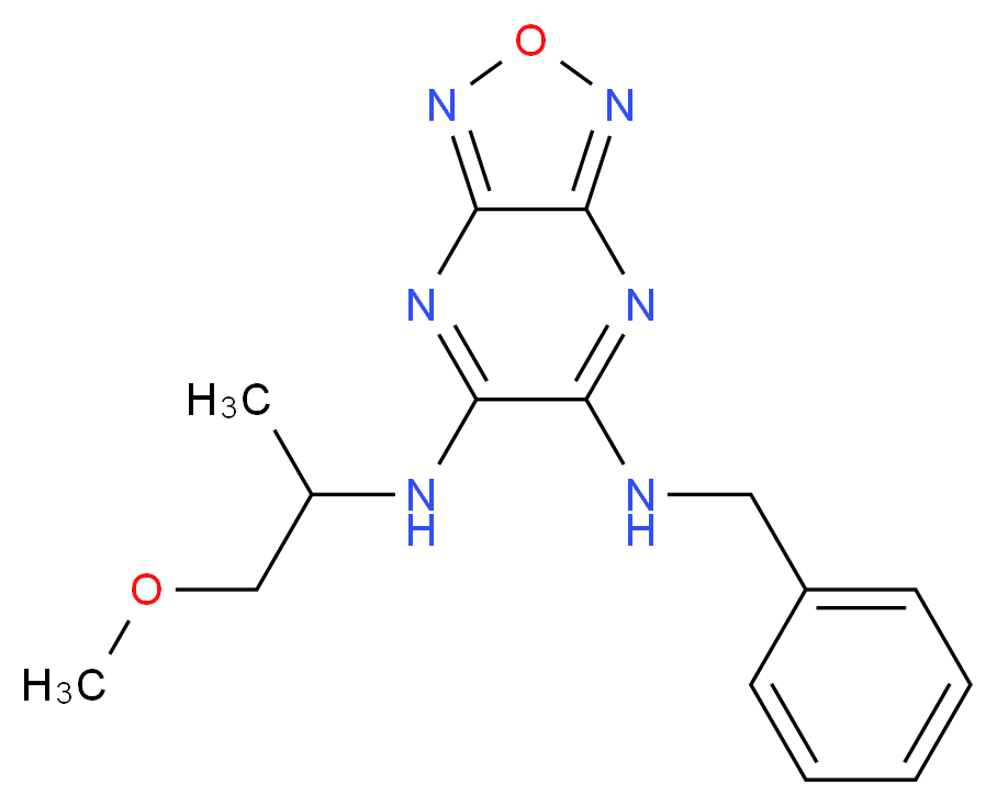 N-benzyl-N'-(2-methoxy-1-methylethyl)[1,2,5]oxadiazolo[3,4-b]pyrazine-5,6-diamine_Molecular_structure_CAS_)