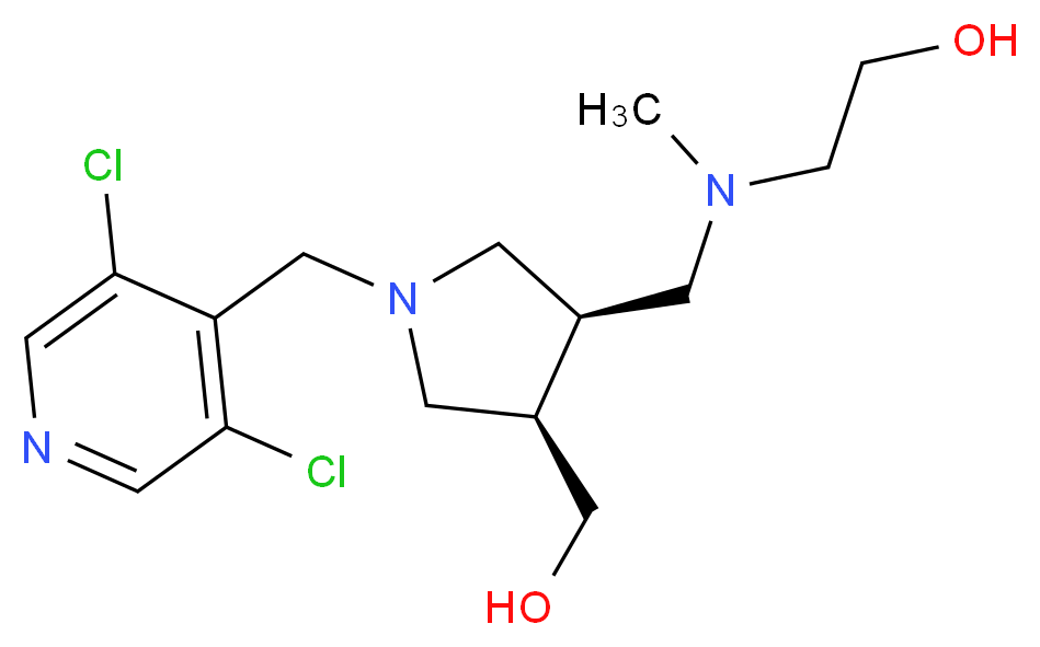 2-[{[(3R*,4R*)-1-[(3,5-dichloropyridin-4-yl)methyl]-4-(hydroxymethyl)pyrrolidin-3-yl]methyl}(methyl)amino]ethanol_Molecular_structure_CAS_)