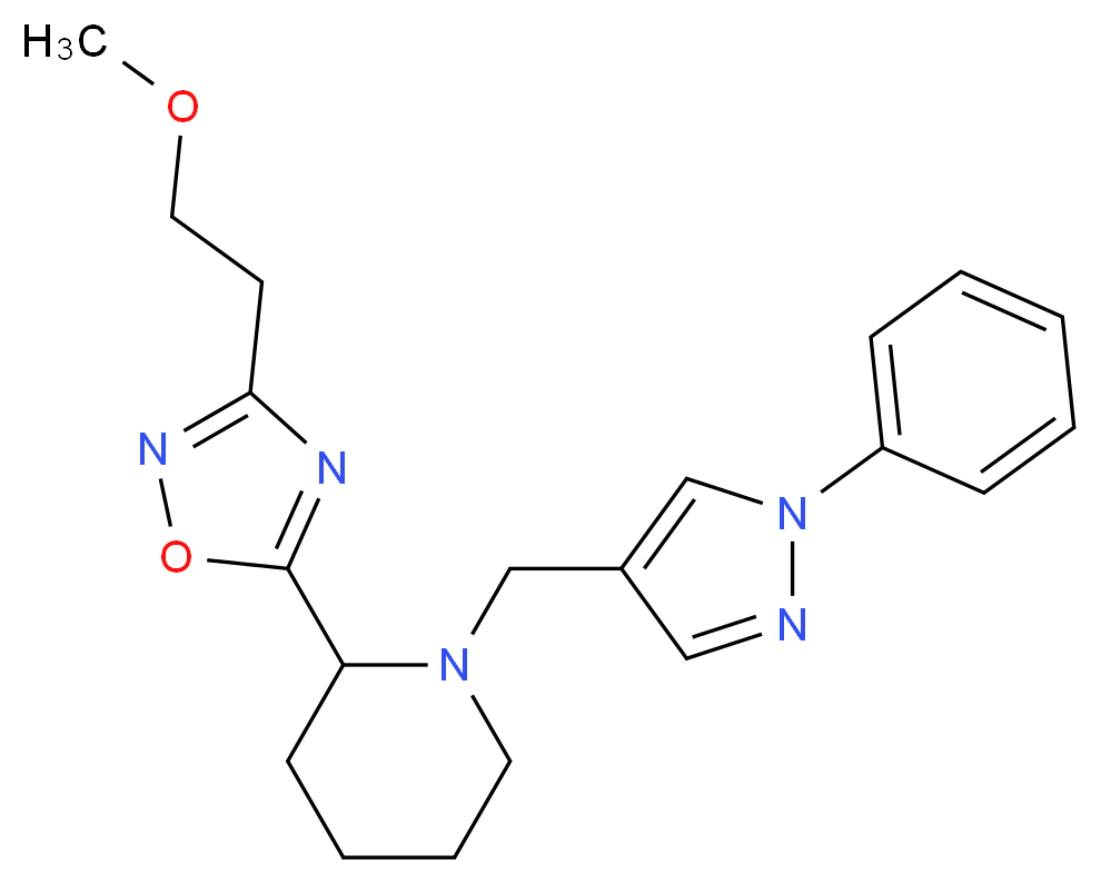 2-[3-(2-methoxyethyl)-1,2,4-oxadiazol-5-yl]-1-[(1-phenyl-1H-pyrazol-4-yl)methyl]piperidine_Molecular_structure_CAS_)