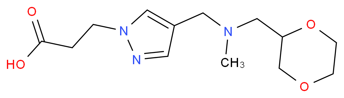 3-(4-{[(1,4-dioxan-2-ylmethyl)(methyl)amino]methyl}-1H-pyrazol-1-yl)propanoic acid_Molecular_structure_CAS_)
