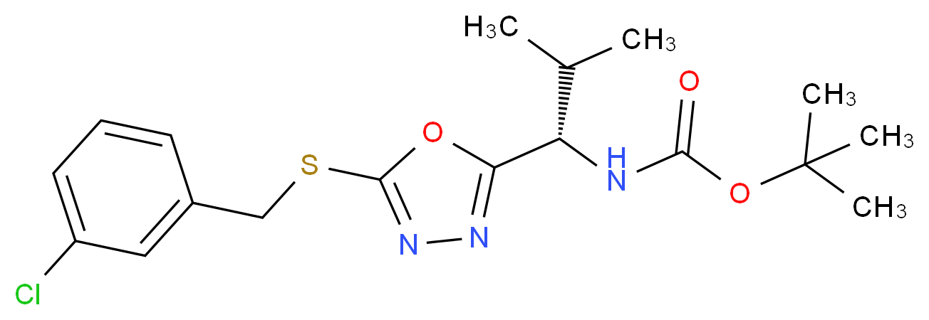(S)-tert-butyl (1-(5-((3-chlorobenzyl)thio)-1,3,4-oxadiazol-2-yl)-2-methylpropyl)carbamate_Molecular_structure_CAS_)