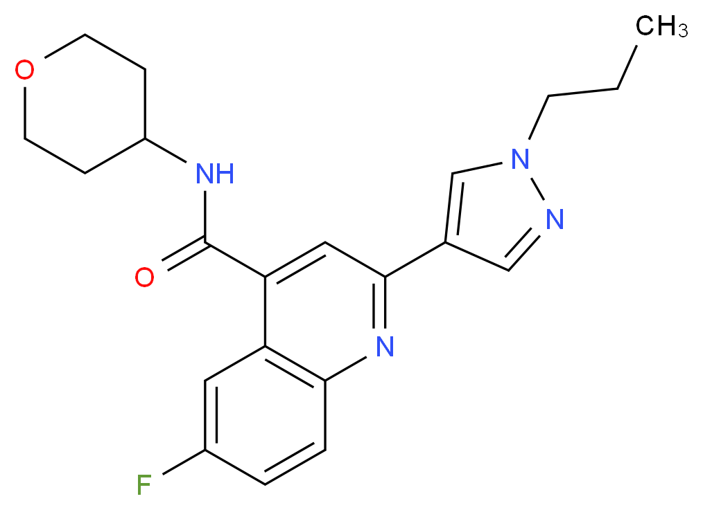 6-fluoro-2-(1-propyl-1H-pyrazol-4-yl)-N-(tetrahydro-2H-pyran-4-yl)quinoline-4-carboxamide_Molecular_structure_CAS_)