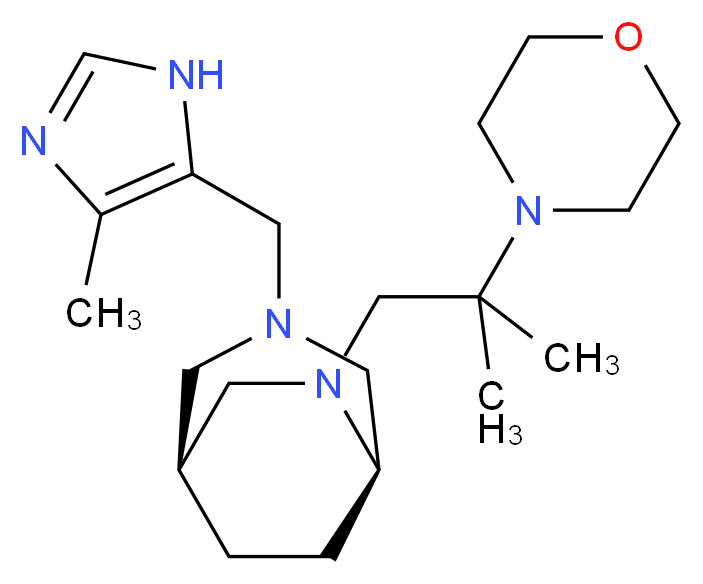 (1S*,5R*)-3-[(4-methyl-1H-imidazol-5-yl)methyl]-6-[2-methyl-2-(4-morpholinyl)propyl]-3,6-diazabicyclo[3.2.2]nonane_Molecular_structure_CAS_)