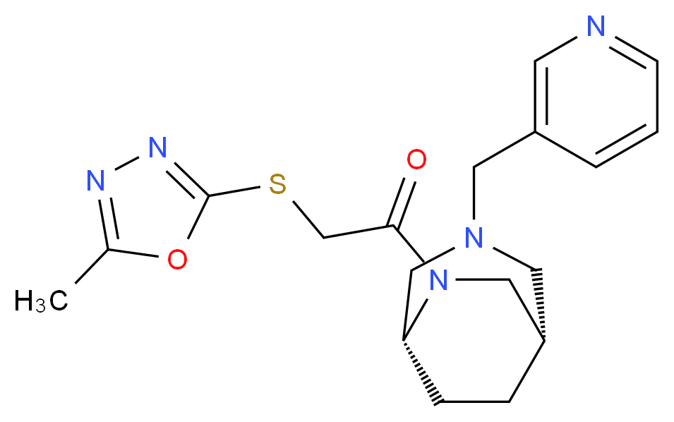 (1S*,5R*)-6-{[(5-methyl-1,3,4-oxadiazol-2-yl)thio]acetyl}-3-(pyridin-3-ylmethyl)-3,6-diazabicyclo[3.2.2]nonane_Molecular_structure_CAS_)