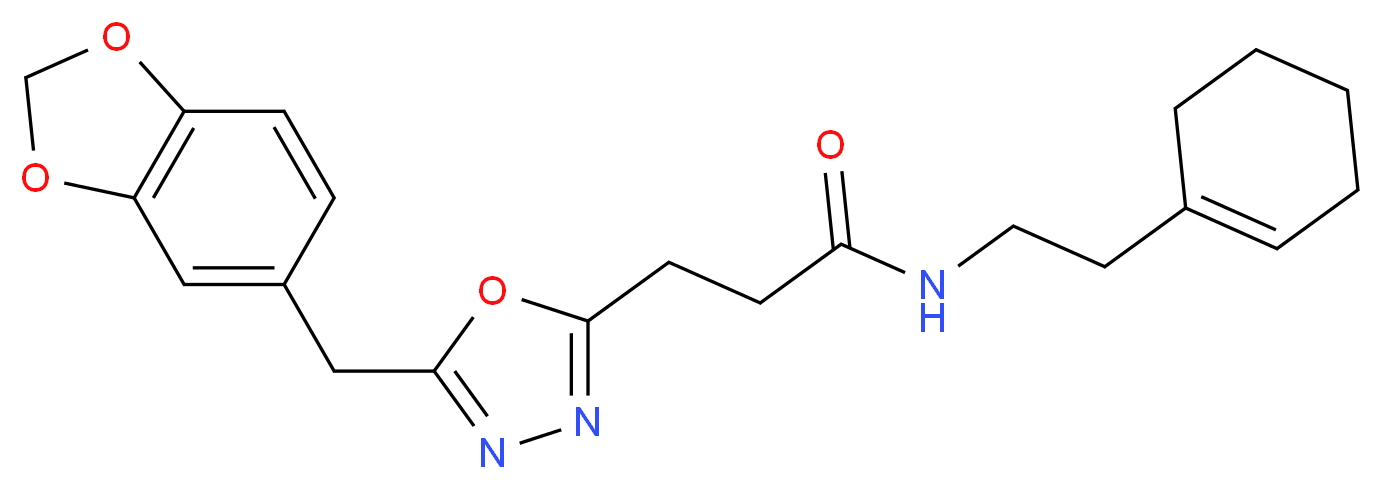 3-[5-(1,3-benzodioxol-5-ylmethyl)-1,3,4-oxadiazol-2-yl]-N-[2-(1-cyclohexen-1-yl)ethyl]propanamide_Molecular_structure_CAS_)