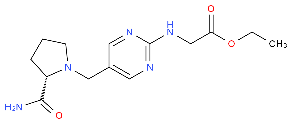 ethyl [(5-{[(2S)-2-(aminocarbonyl)pyrrolidin-1-yl]methyl}pyrimidin-2-yl)amino]acetate_Molecular_structure_CAS_)