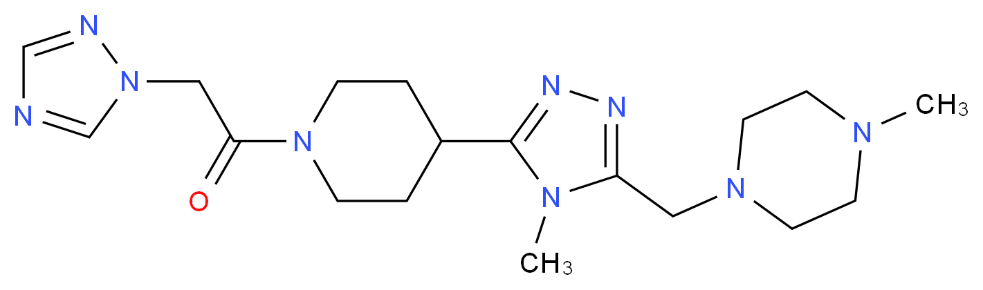 1-methyl-4-({4-methyl-5-[1-(1H-1,2,4-triazol-1-ylacetyl)piperidin-4-yl]-4H-1,2,4-triazol-3-yl}methyl)piperazine_Molecular_structure_CAS_)